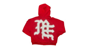 Mixed Emotion End Rhinestone Hoodie Red