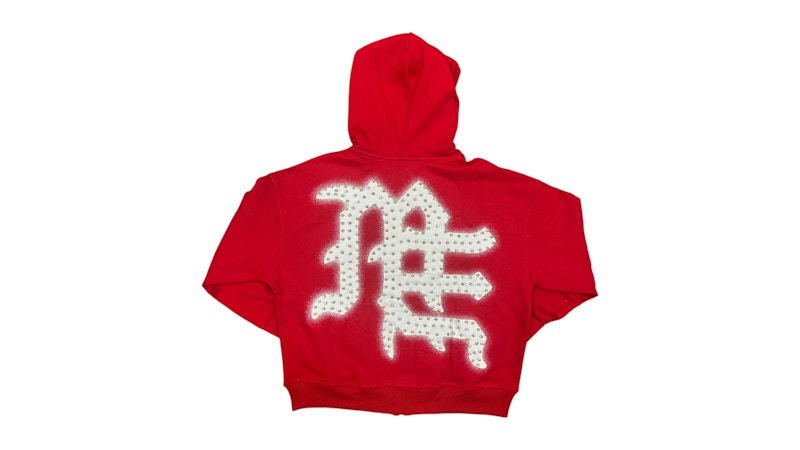 Mixed Emotion End Rhinestone Hoodie Red