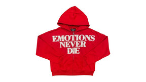 Mixed Emotion End Rhinestone Hoodie Red