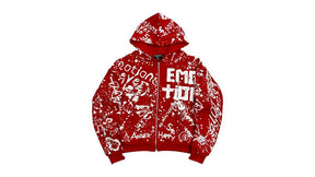 Mixed Emotion Graffiti Hoodie Red
