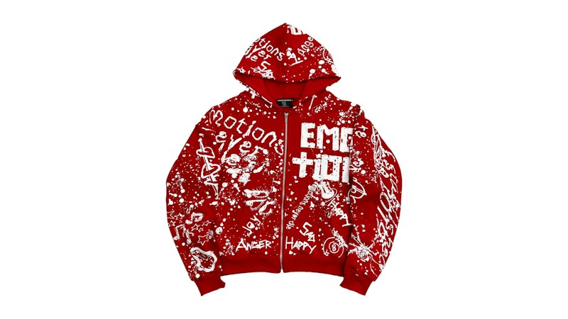 Mixed Emotion Graffiti Hoodie Red