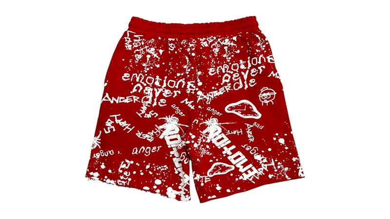 Mixed Emotion Graffiti Shorts Red