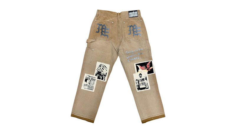 Mixed Emotion Newspaper Carpenter Pants Brown