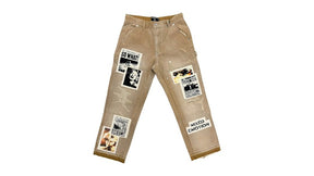 Mixed Emotion Newspaper Carpenter Pants Brown