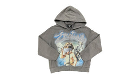 Mixed Emotion Rhinestone Hoodie Grey