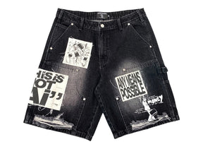 Mixed Emotions AI Denim Shorts Black