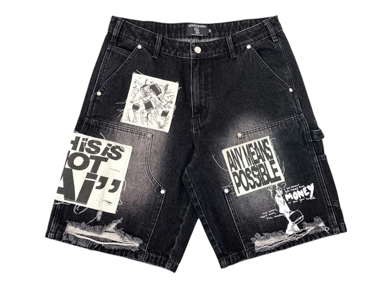 Mixed Emotions AI Denim Shorts Black