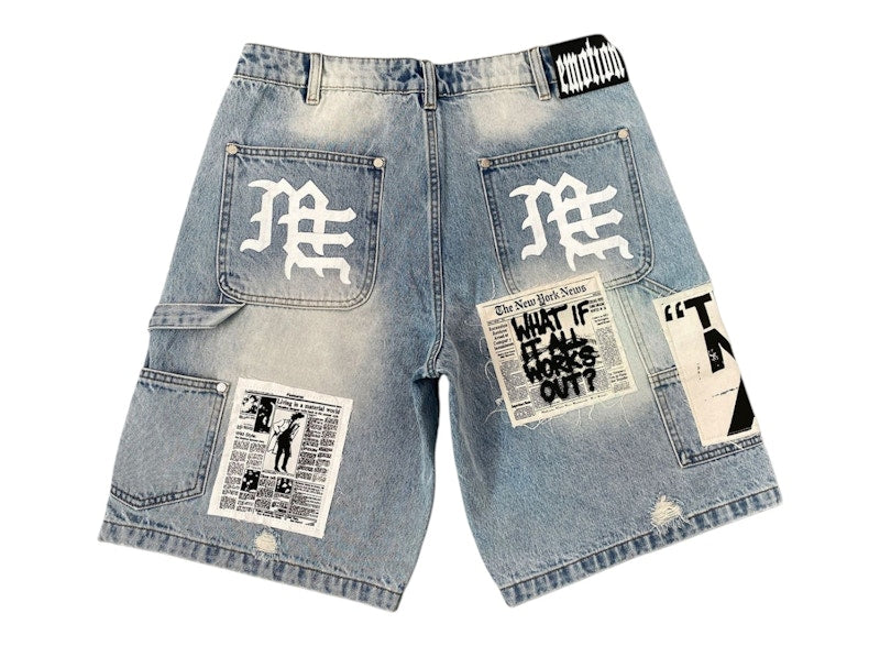 Mixed Emotions AI Denim Shorts Blue