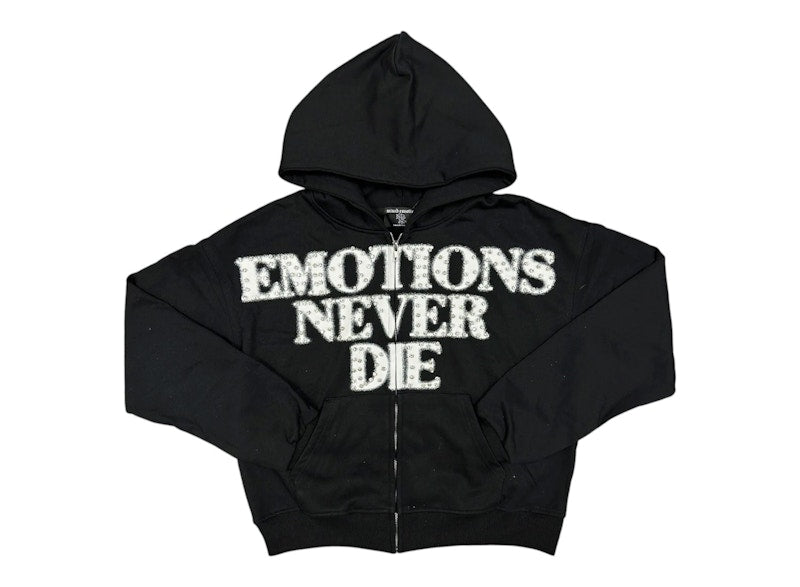 Mixed Emotions End Rhinestone Hoodie Black