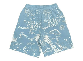Mixed Emotions Graffiti Shorts Blue