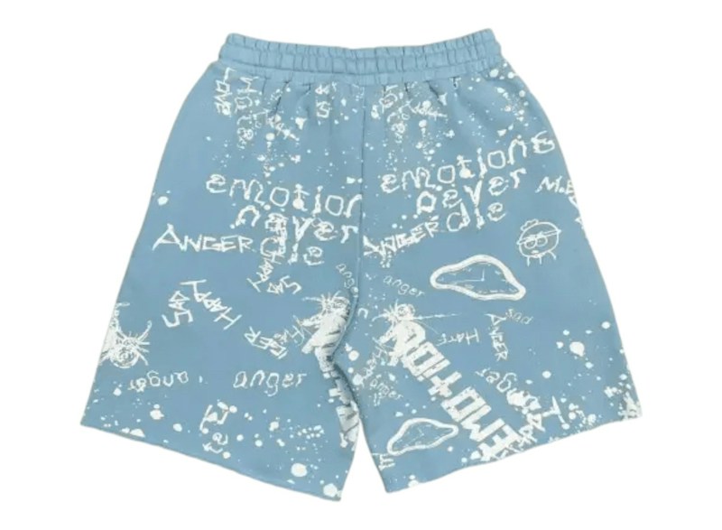 Mixed Emotions Graffiti Shorts Blue