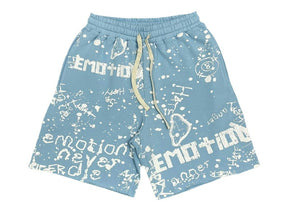 Mixed Emotions Graffiti Shorts Blue