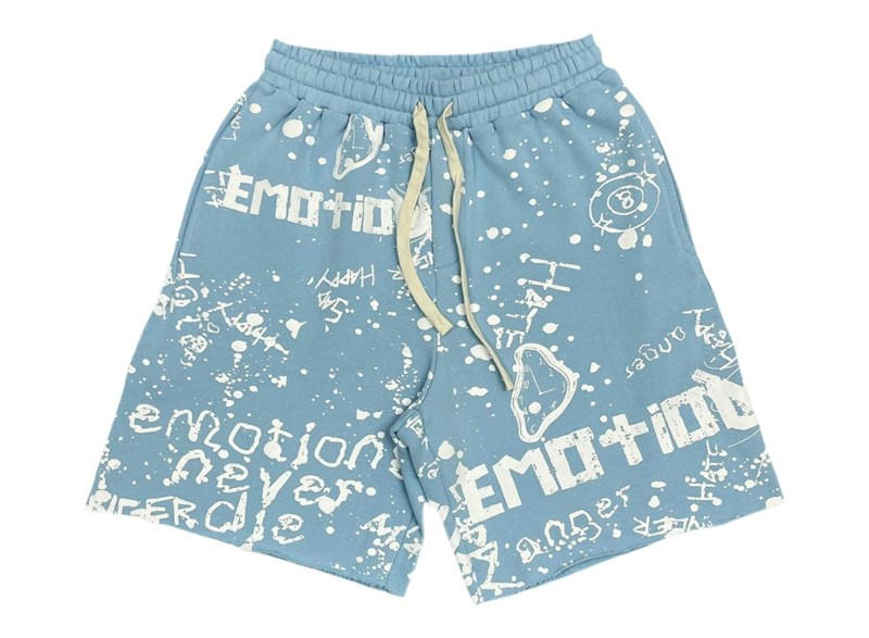 Mixed Emotions Graffiti Shorts Blue
