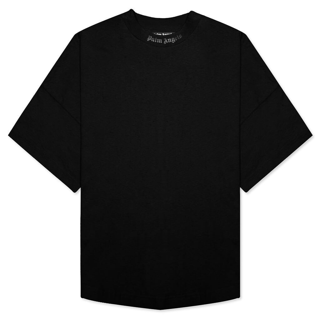 Palm Angels Oversized Mock Neck Glitter Logo T-Shirt Black/Black