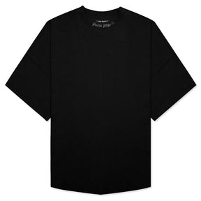 Palm Angels Oversized Mock Neck Glitter Logo T-Shirt Black/Black