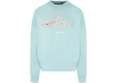 PALM ANGELS WHITE SHARK CLASSIC CREWNECK LIGHT BLUE/WHITE