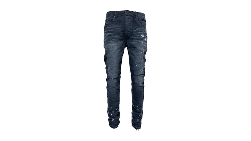 Purple Brand Black Resin Knee Slit Jean Black