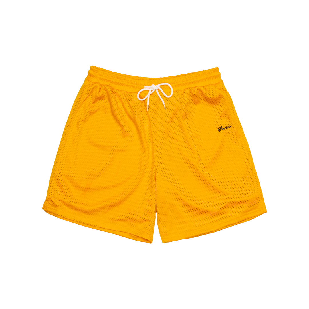 Sinclair Mini Script Mesh Shorts Yellow