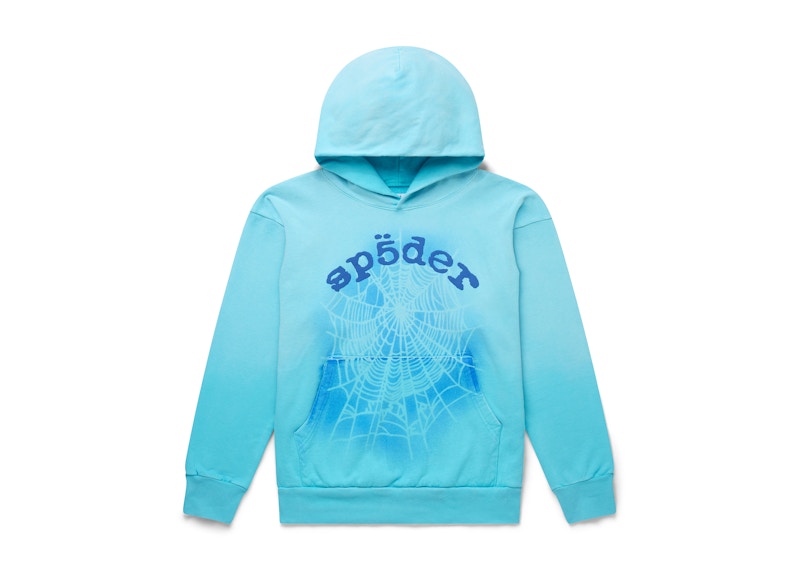 Sp5der OG Web V2 Spray Hoodie Light Blue