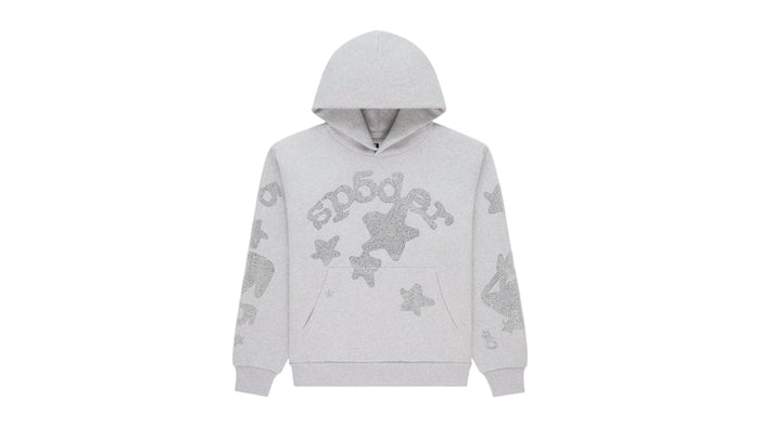 Sp5der Rhinestone Beluga Hoodie Heather Grey