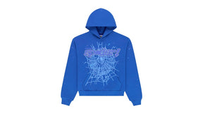 Sp5der Rhinestone Punk V2 Hoodie Blue