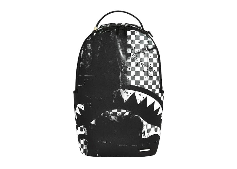 Sprayground Painted Over Check Backpack Black/White