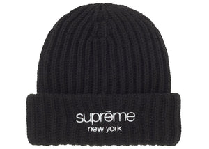 Supreme Chunky Rib Classic Logo Beanie Black