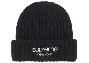 Supreme Chunky Rib Classic Logo Beanie Black