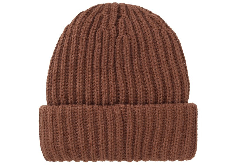 Supreme Chunky Rib Classic Logo Beanie Brown