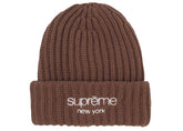 Supreme Chunky Rib Classic Logo Beanie Brown