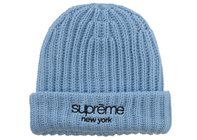 Supreme Classic Logo Chunky Ribbed Beanie (FW26) Light Blue