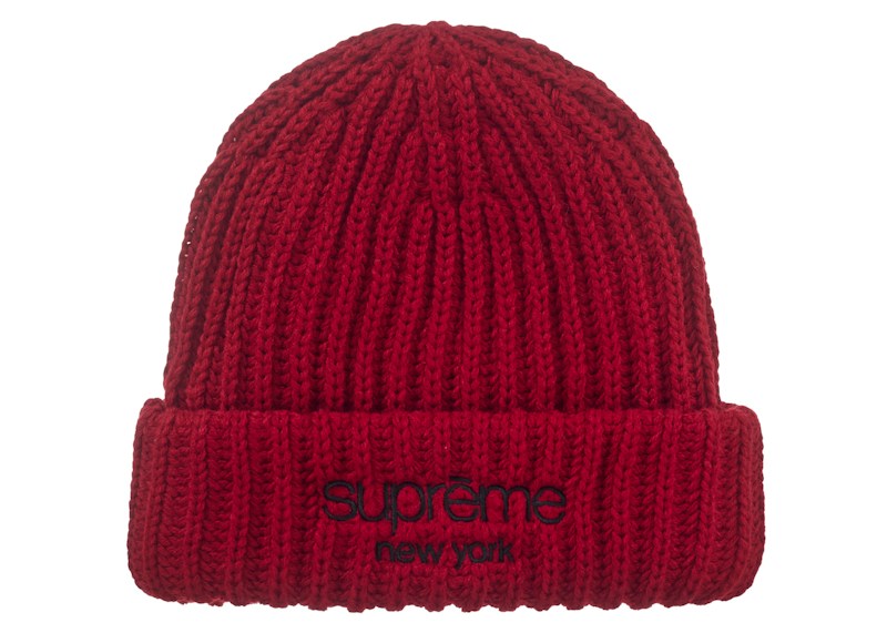 Supreme Classic Logo Chunky Ribbed Beanie (FW26) Red