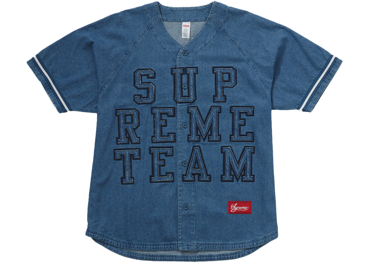 Supreme Denim Baseball Jersey Blue