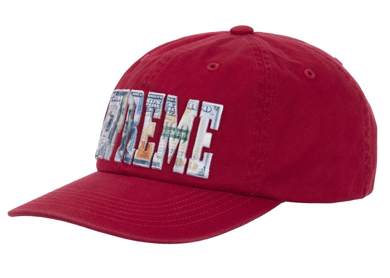 Supreme Embroidered Money Logo 6-Panel Hat Red