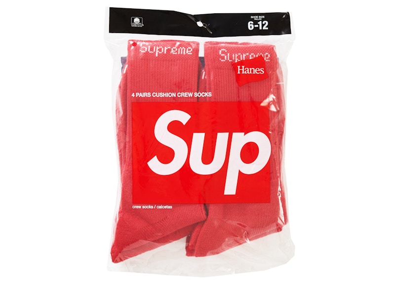 Supreme Hanes Socks (4 Pack) Red