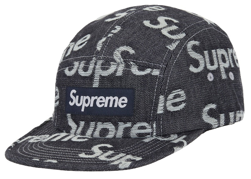 Supreme Jacquard Logos Denim Camp Cap Black