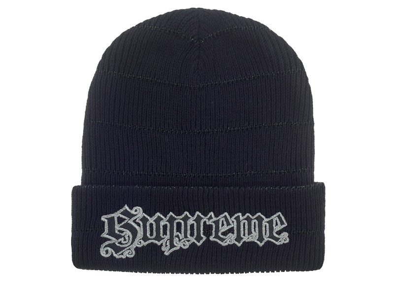Supreme Metallic Stripe Beanie Black