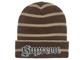 Supreme Metallic Stripe Beanie Brown