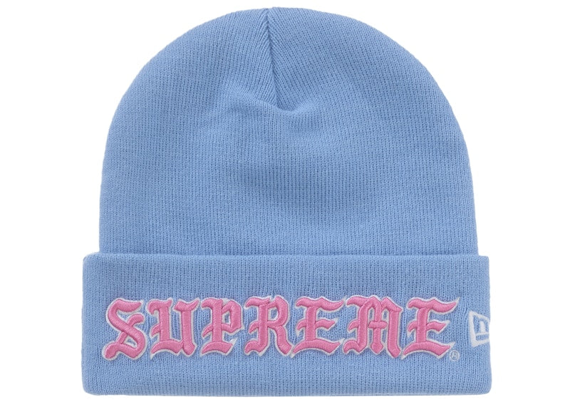 Supreme New Era Old English Beanie Blue