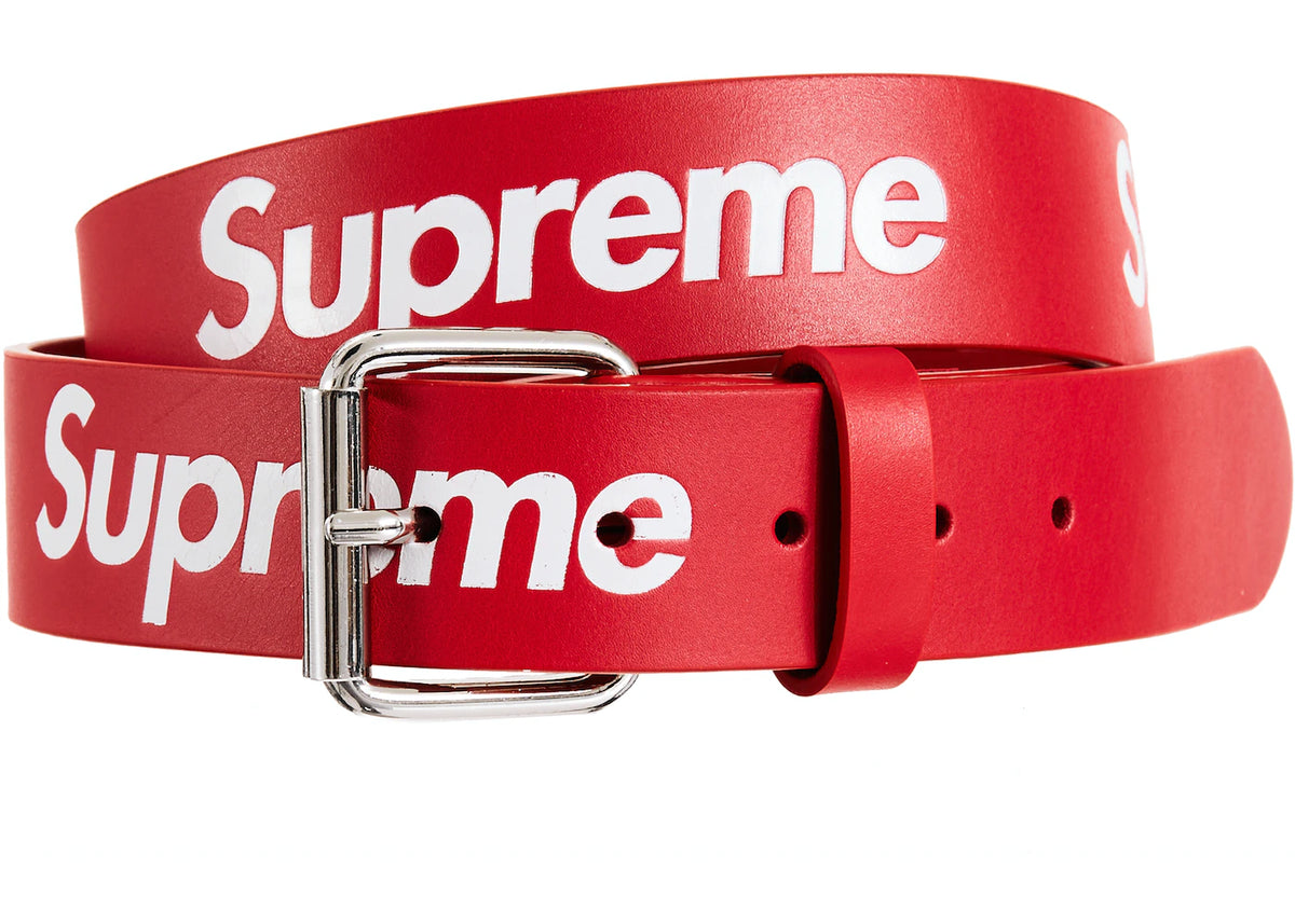 Supreme Repeat Leather Belt Red