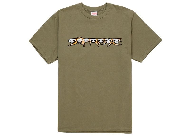 Supreme Skulls Spellout Tee Light Olive