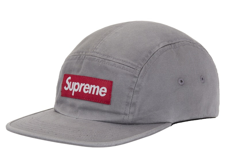 Supreme Washed Chino Twill Camp Cap (SS26) Grey