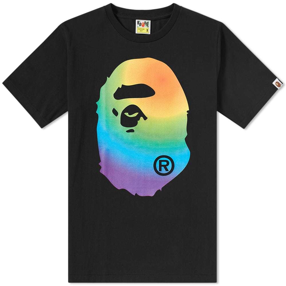 BAPE A Bathing Ape Rainbow Big Ape Head Tee Black