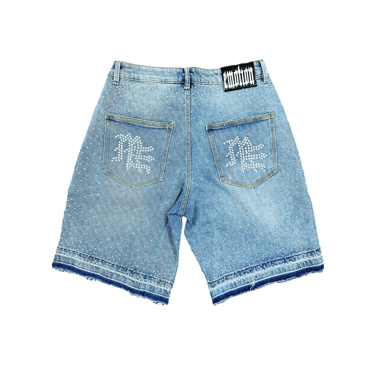Mixed Emotion “ME” Rhinestone Blue Denim Shorts - Image 2