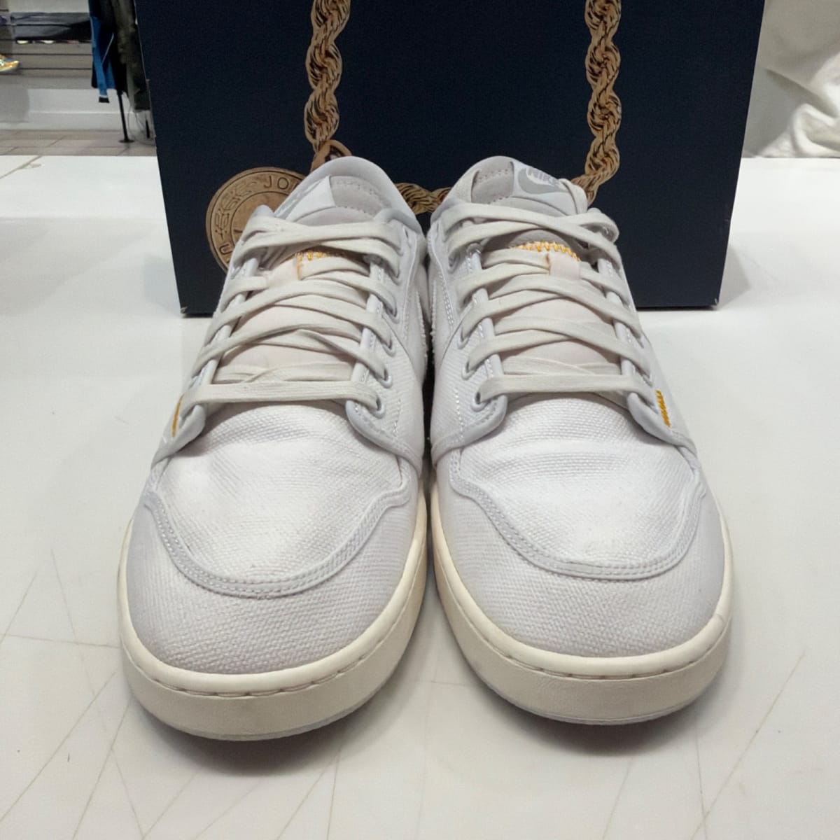 Jordan 1 Retro AJKO Low SP Union White Canvas Size 12.5 (Moderately Worn Pre-Owned) - tag