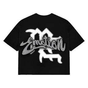 Mixed Emotion Black “Rhinestone” Cropped Tee