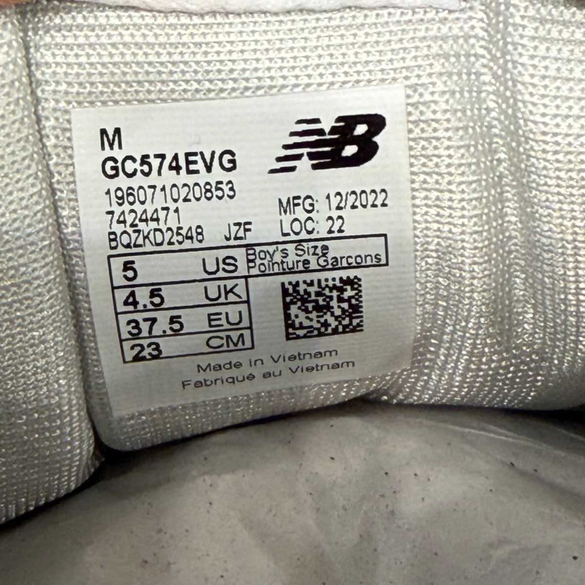 New Balance 574 Core Grey White (GS) - Image 7
