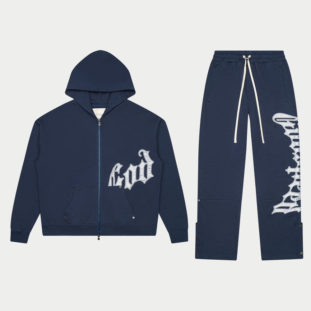 Godspeed OG Logo V2 Sweatsuit Navy/Silver Satin