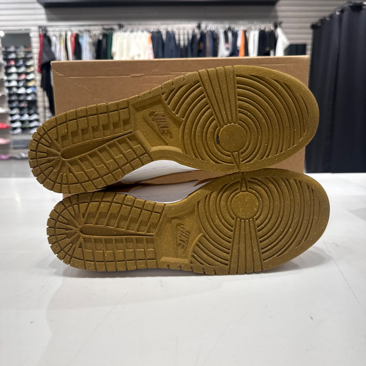 Nike Dunk Low Next Nature Phantom Gold Suede (Women's) Size 11.5W (Lightly Worn Pre-Owned) - Image 4