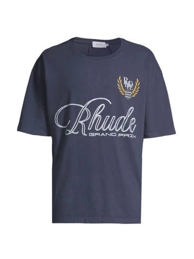 Rhude Grand Prix Logo Navy Tee